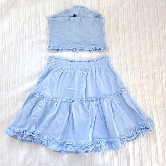 Zaful Light Blue Top & Skirt Matching Set Size Small - Picture 3 of 5